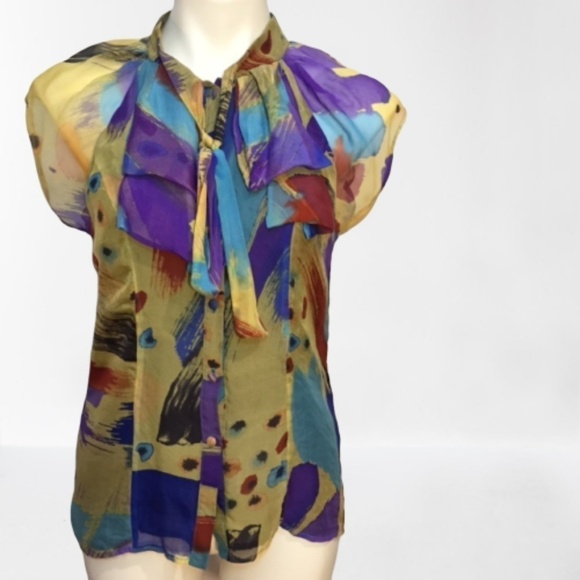 MM Couture by Miss Me Silk top size M - Picture 1 of 5